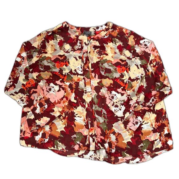 The‎ Limited Collection Floral Bell Sleeve Blouse Burgundy Fall Plus Size 3X - Picture 1 of 5